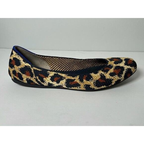 Rothy's The Square Big Cat Ballet Flats Slip On Animal Print Tan Womens Size 11 - Picture 2 of 10